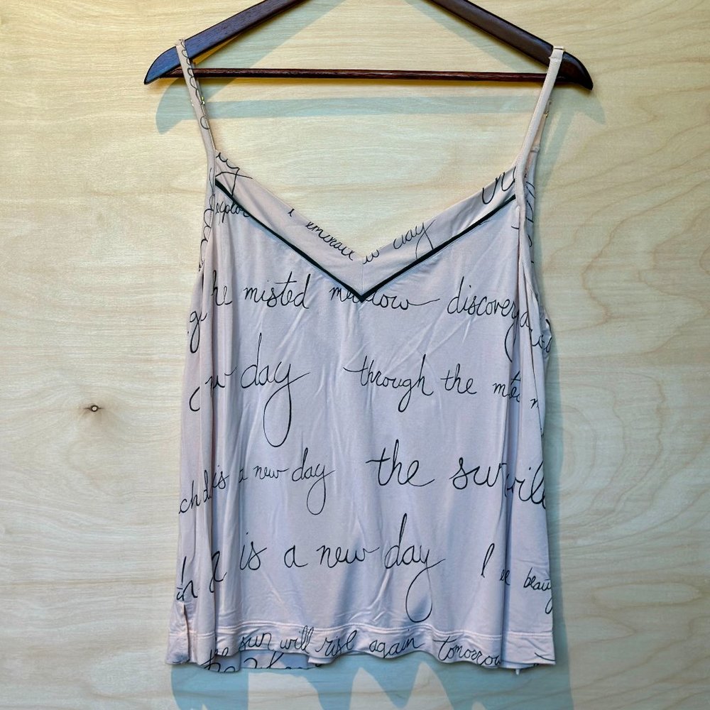 Soma Beige Script Print Satin Cami Top